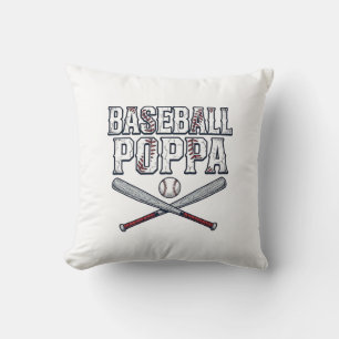 Baseball Poppa Vintage Engraving Shirt Design_1 Throw Pillow