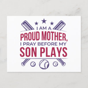 Baseball Proud Mother I Pray Before My Son Plays Holiday Postcard