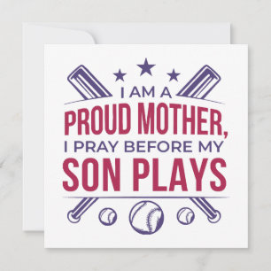 Baseball Proud Mother I Pray Before My Son Plays  Invitation