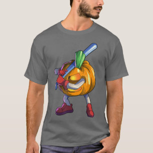 Baseball Pumpkin Halloween Men Boys Baseball Hallo T-Shirt