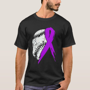 Baseball Purple Ribbon Warrior Alzheimers Awarenes T-Shirt