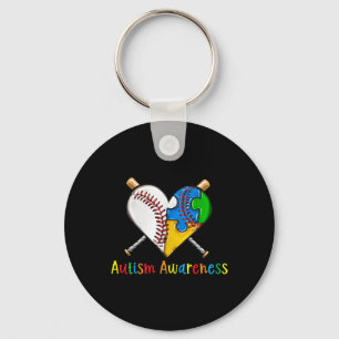 Baseball Puzzle Heart Autism Awareness Month Sport Keychain