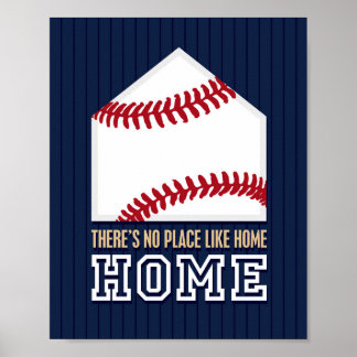 Baseball Quote NO PLACE LIKE HOME Sign Print