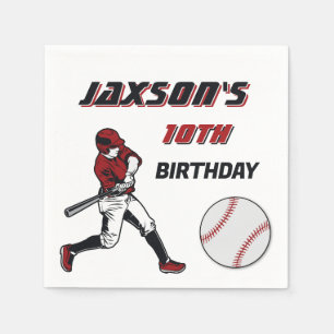 Baseball Red Black Birthday Party Any Age Napkin
