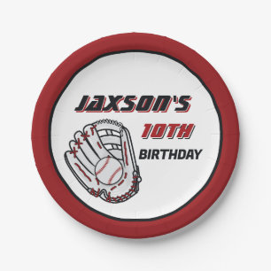 Baseball Red Black Birthday Party Any Age Paper Plate