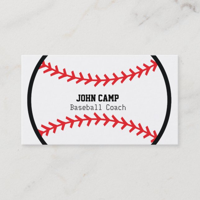 Baseball Red Stitch Coach Sports Business Card (Front)