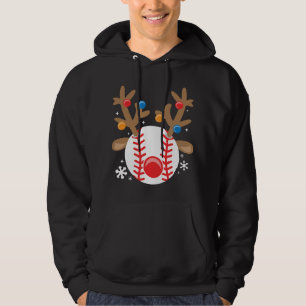 Baseball Reindeer Funny Christmas Hoodie