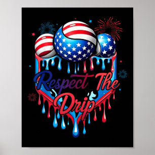 Baseball Respect The Drip For Boys Ice Cream Drip Poster