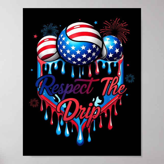 Baseball Respect The Drip For Boys Ice Cream Drip  Poster (Front)