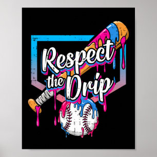 Baseball respect the drip ice cream boys kids poster