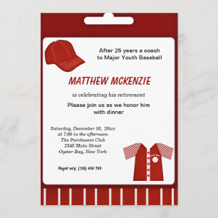 Baseball Retirement Invitation