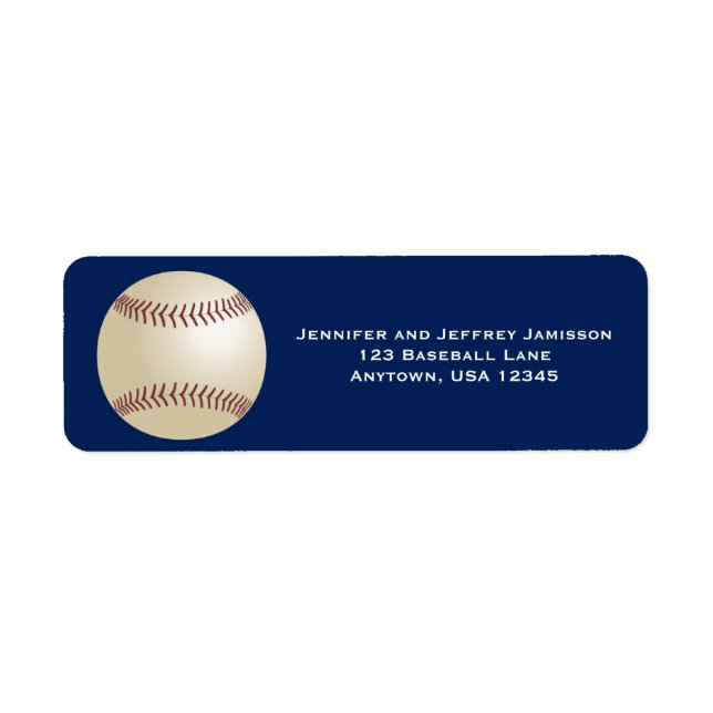 Baseball Return Address Labels on Dark Blue (Front)