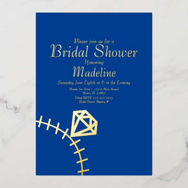 Baseball Ring Wedding Foil Pressed Card (Front)