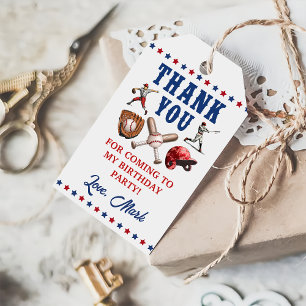 Baseball Rookie 1st Birthday Thank You Gift Tags 