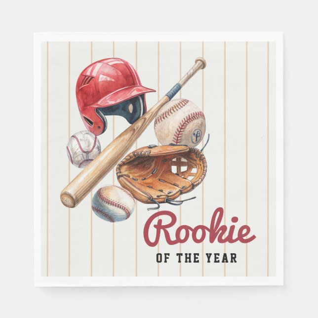 Baseball Rookie Birthday Napkin (Front)