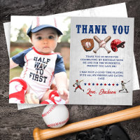 Baseball Rookie Birthday Photo Thank You Card