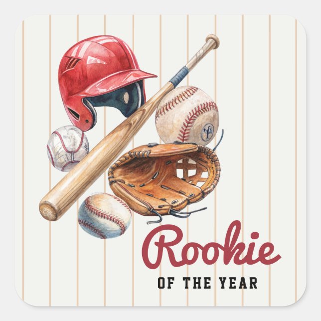 Baseball Rookie Birthday Square Sticker (Front)