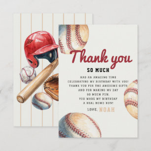 Baseball Rookie Boy Birthday Thank You Card
