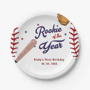Baseball Rookie of the Year Baseball 1st Birthday  Paper Plate