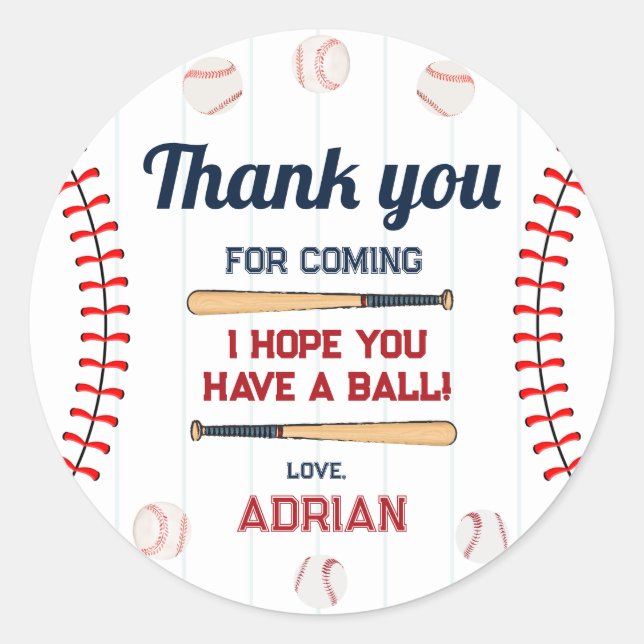 Baseball Rookie of the year birthday Favour Classic Round Sticker (Front)