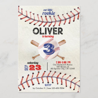 Baseball, rookie of the year, birthday invitation