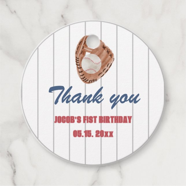 Baseball Round Favour Tag (Front)
