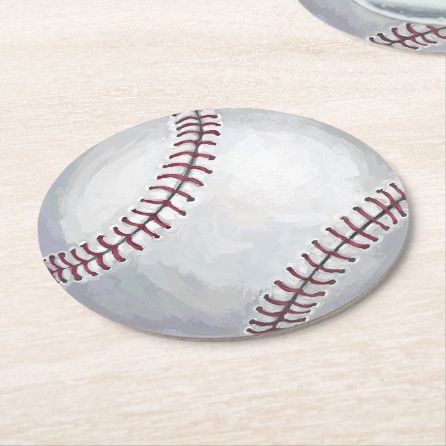 Baseball Round Paper Coaster (Angled)