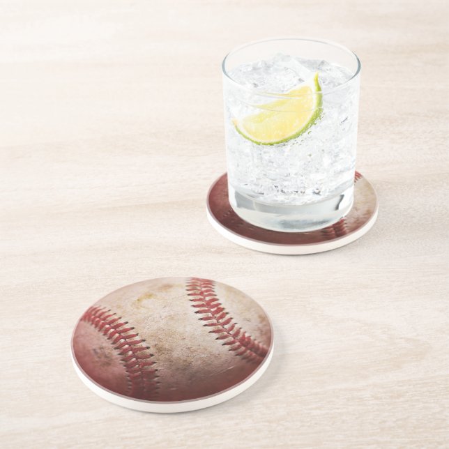 Baseball Round Sandstone Coasters (Side)