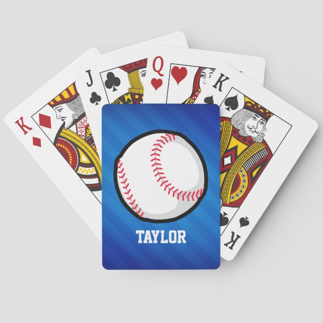 Baseball; Royal Blue Stripes Playing Cards (Back)