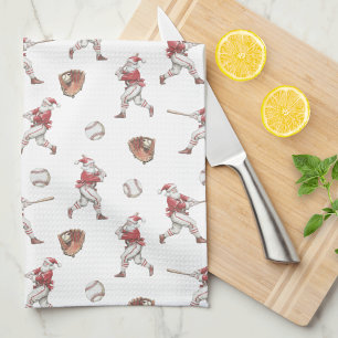 Baseball Santa Christmas Kitchen Towel