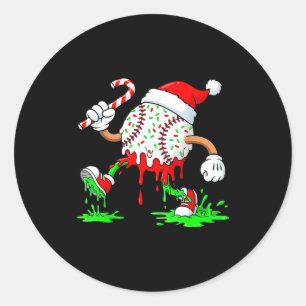 Baseball Santa Hat Christmas Ice Cream Drip Candy  Classic Round Sticker