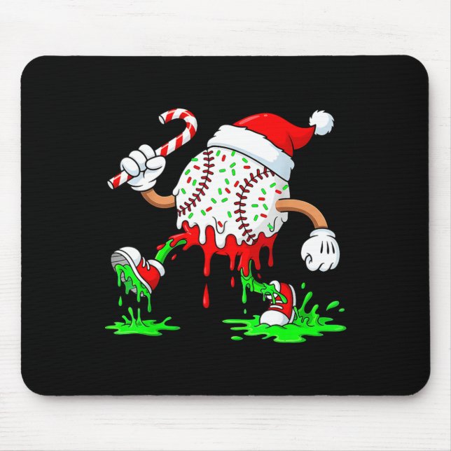 Baseball Santa Hat Christmas Ice Cream Drip Candy  Mouse Pad (Front)