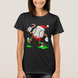 Baseball Santa Hat Christmas Ice Cream Drip Candy  T-Shirt