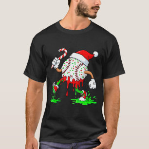Baseball Santa Hat Christmas Ice Cream Drip Candy  T-Shirt