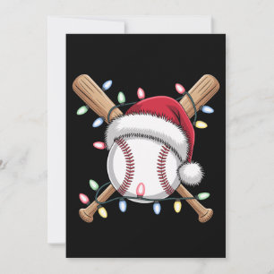 Baseball Santa Hat Christmas Xmas Holiday Sport Card