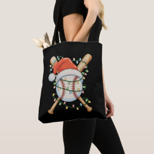 Baseball Santa Hat Christmas Xmas Sports Holiday Tote Bag