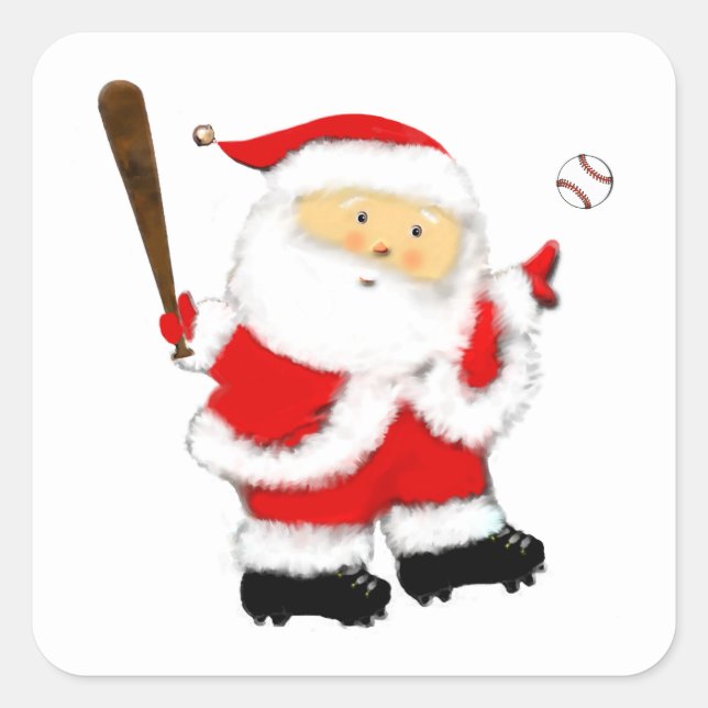 Baseball Santa Square Sticker (Front)