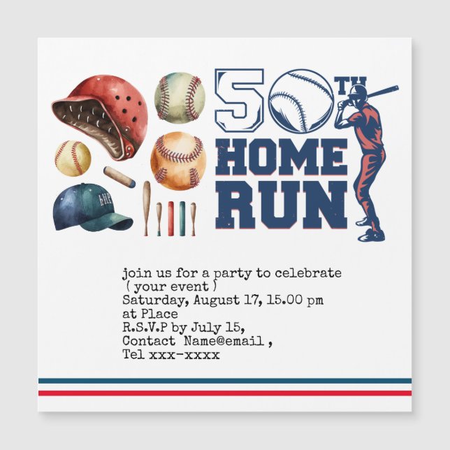 Baseball save the date 50th Birthday Party  (Front)