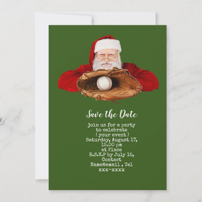 Baseball save the date Christmas Invitation (Front)