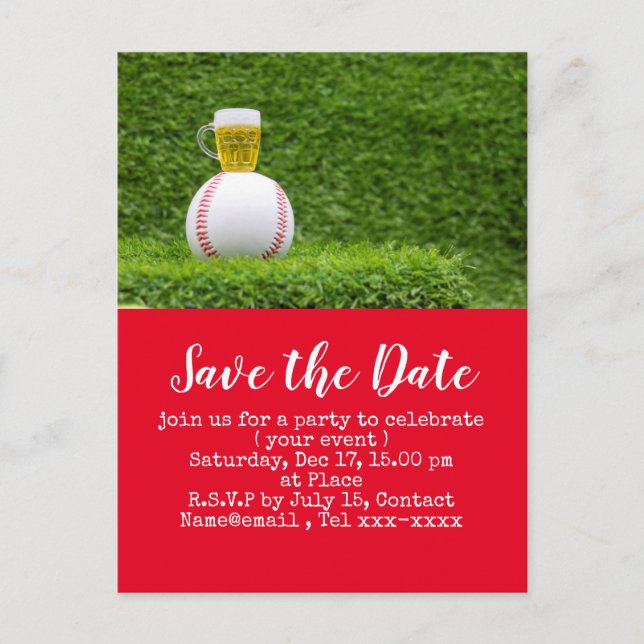 Baseball save the date for Baseball Party  Postcard (Front)