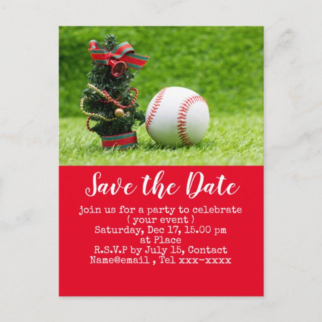 Baseball save the date for Christmas party   Postcard (Front)