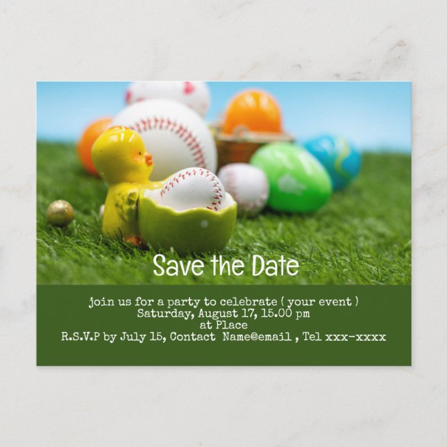 Baseball save the date  for EASTER Holiday  Postcard (Front)