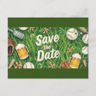 Baseball save the date with Glass of Beer  Postcard