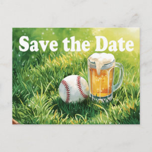 Baseball save the date with Glass of Beer  Postcard
