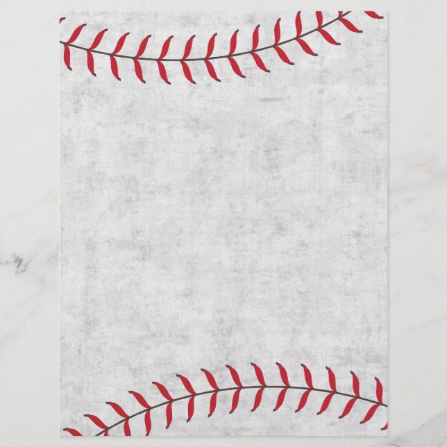 Baseball scrapbook paper with red seams (Front)