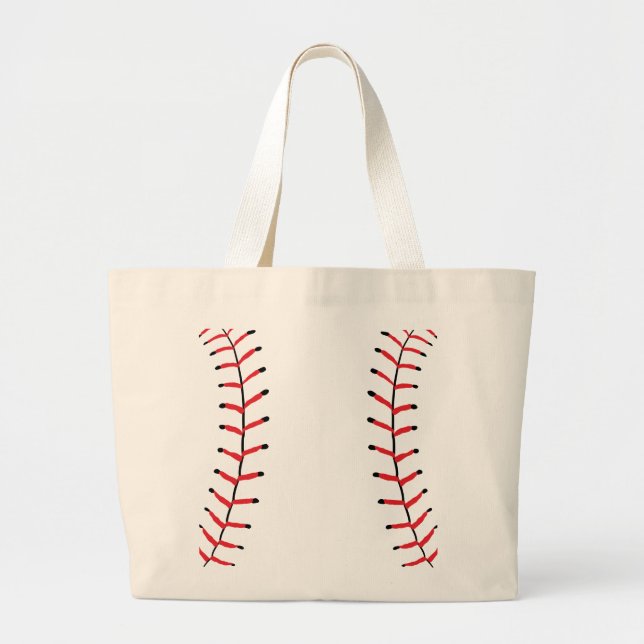 Baseball Seams Sports Style Baseball Theme Large Tote Bag (Front)