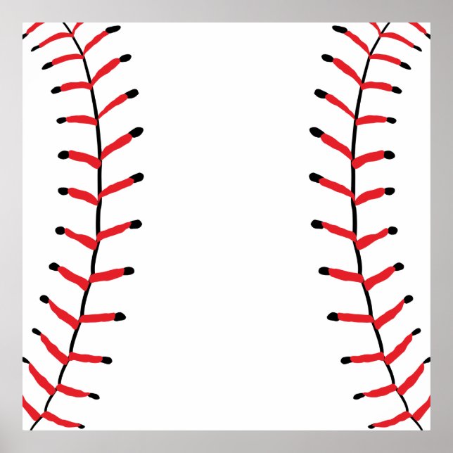 Baseball Seams Sports Style Baseball Theme Poster (Front)