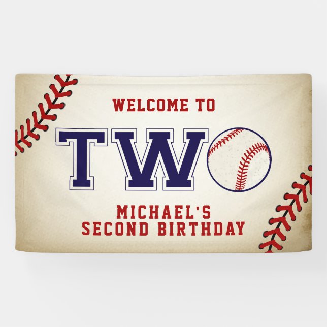 Baseball Second Birthday Banner (Horizontal)