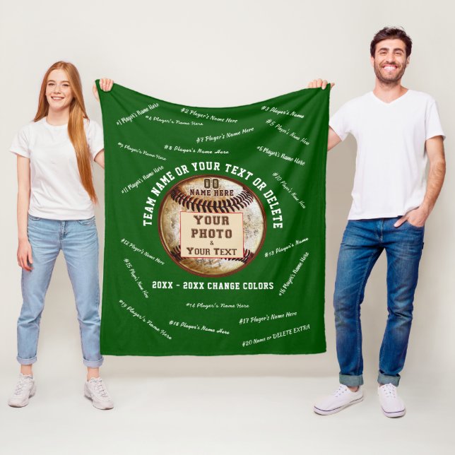 Baseball Senior Night Gift Ideas with Photo, Names Fleece Blanket (In Situ)