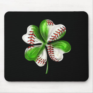 Baseball Shamrock St Patrick's Day Clover With Bas Mouse Pad